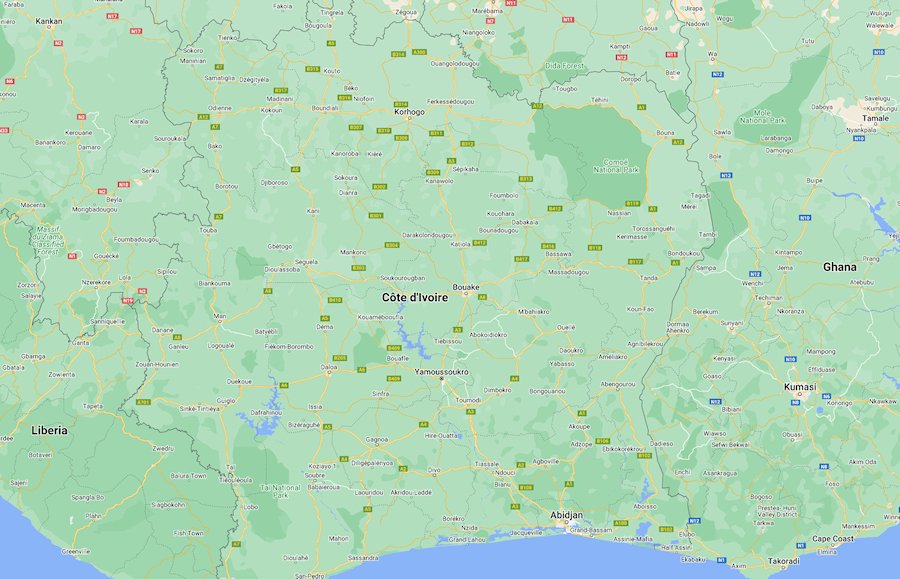 Map of Ivory Coast