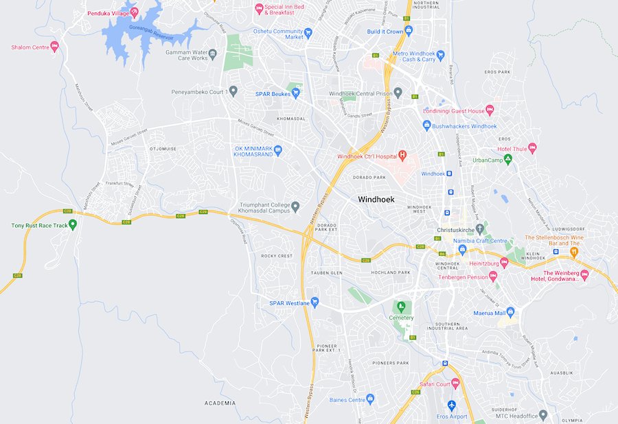 Map of Windhoek