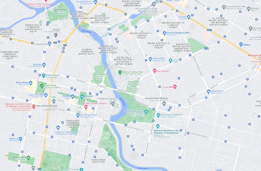 Map of Astana - Nur-Sultan