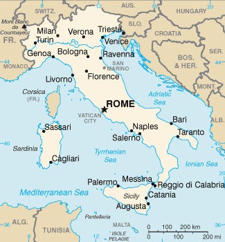 Map of Italy.