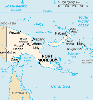 Map of Papua New Guinea.