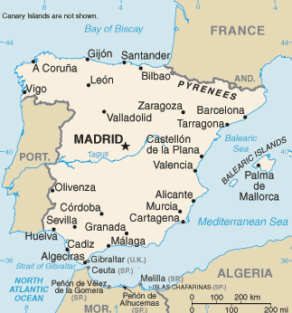 Map of Spain.