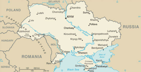 Map of Ukraine.