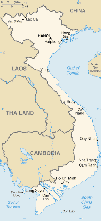 Map of Vietnam.