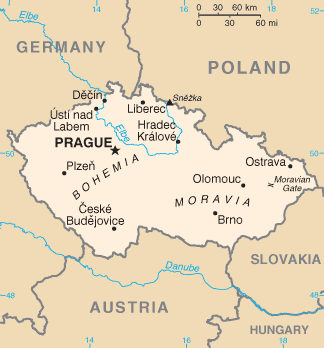 Map of Czech Republic.