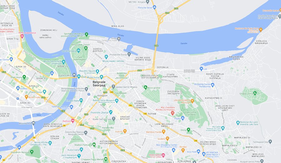 Map of Belgrade