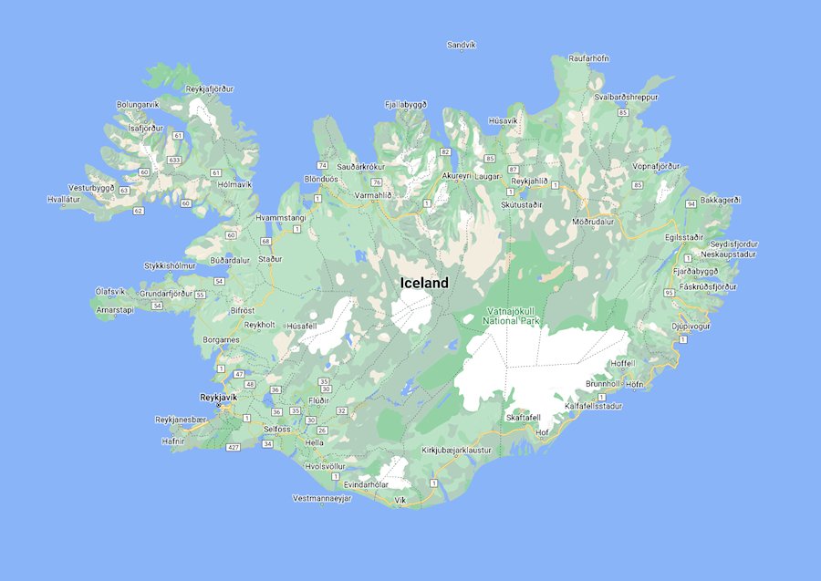 Map of Iceland