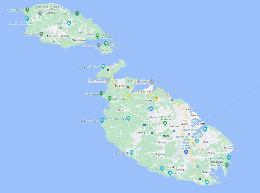 Map of Malta and Gozo