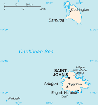 Map of Antigua and Barbuda