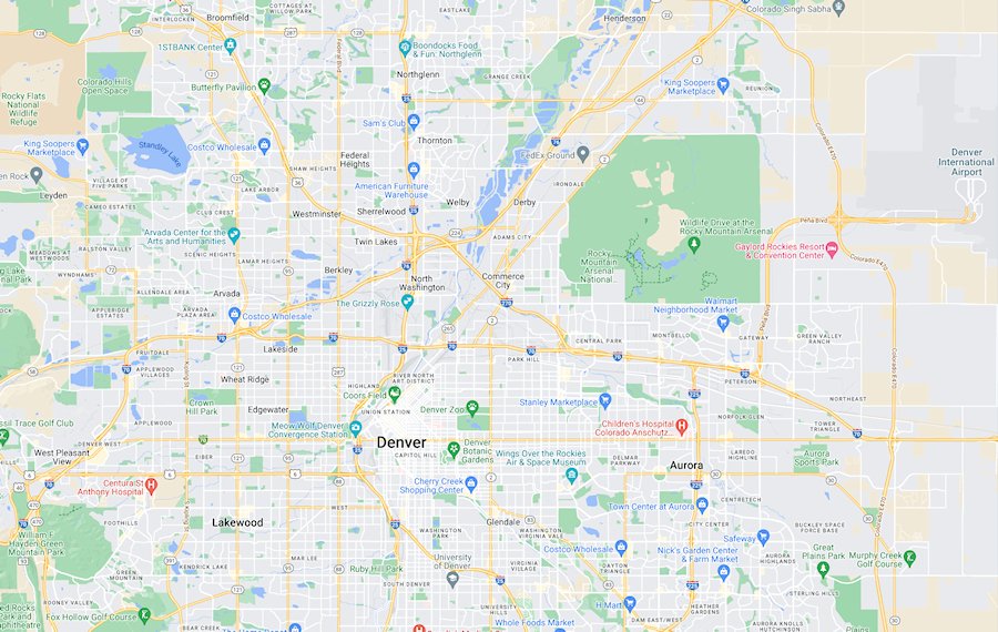 Map of Denver, Colorado