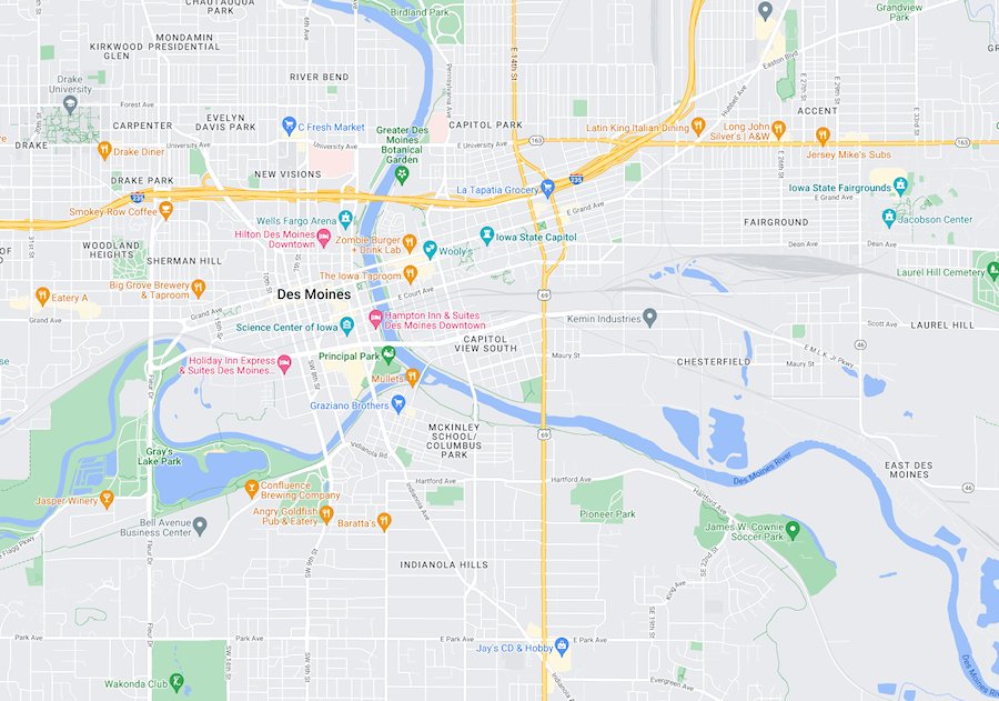 Map of Des Moines