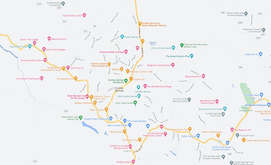 Map of Eureka Springs