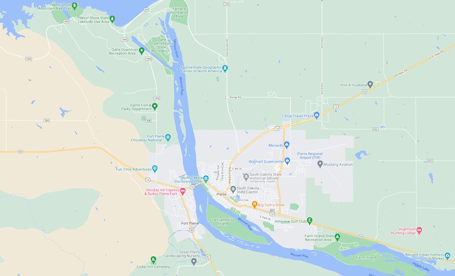 Map of Pierre, South Dakota