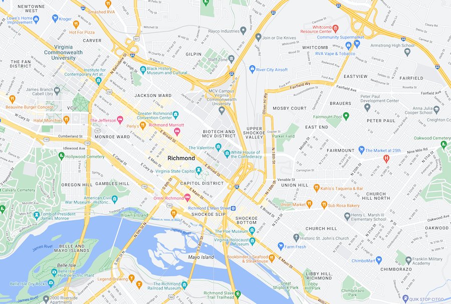 Map of Richmond, Virginia