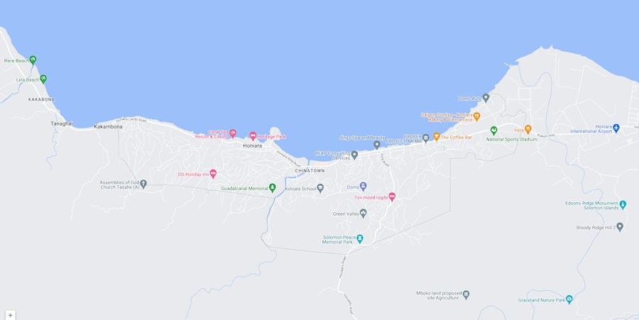 Map of Honiara, Guadalcanal