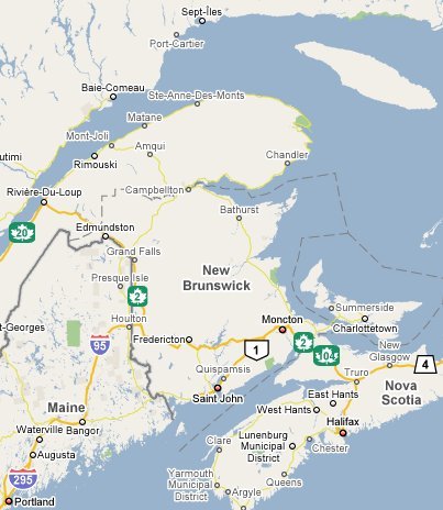 Map of New Brunswick