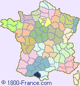 Department map of France showing the location of Ari�ge.