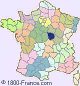 Department map of France showing the location of Ni�vre.