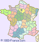 Department map of France showing the location of Paris.