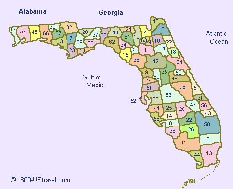 Map of Florida Counties.