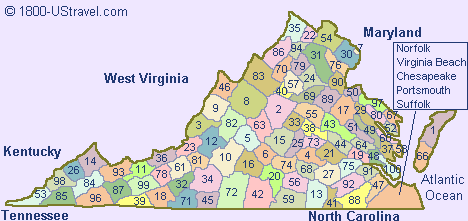 Map of Virginia Counties.